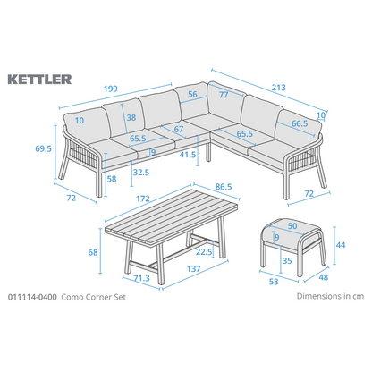 Kettler Como Corner Lounge Dining Set with Footstools