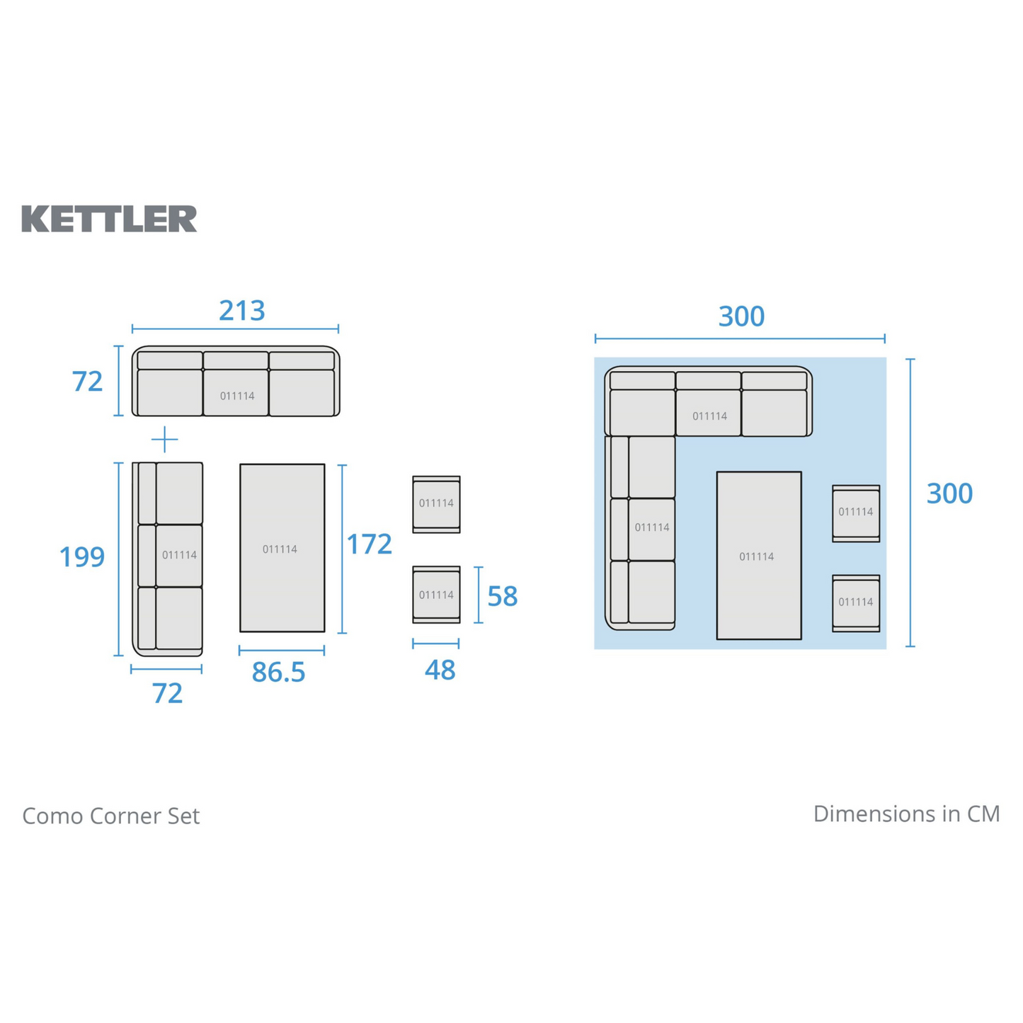 Kettler Como Corner Lounge Dining Set with Footstools