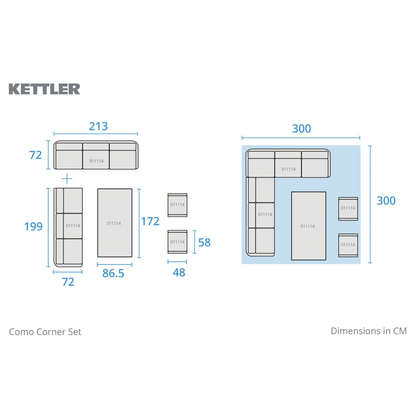 Kettler Como Corner Lounge Dining Set with Footstools