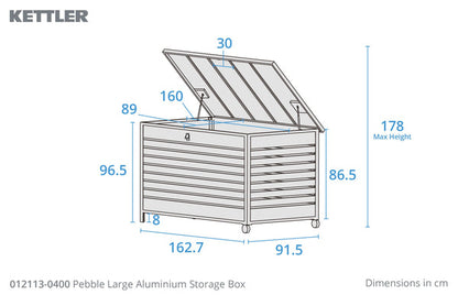 Kettler Pebble Large Storage Cushion Box Aluminium
