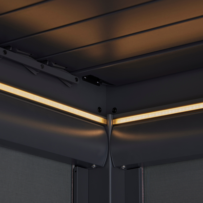 Royce Cube Aluminium Luxury Pergola with Solar LED Light Pack | Anthracite | 3.6 x 6 Metre