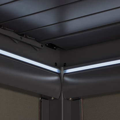 Royce Cube Aluminium Luxury Pergola with Solar LED Light Pack | Anthracite | 3.6 x 6 Metre