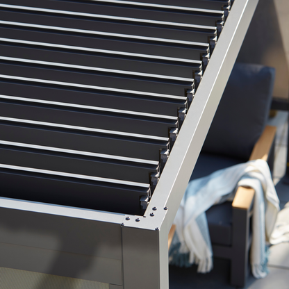 Royce Cube Aluminium Luxury Pergola with Solar LED Light Pack | Anthracite | 3.6 x 6 Metre